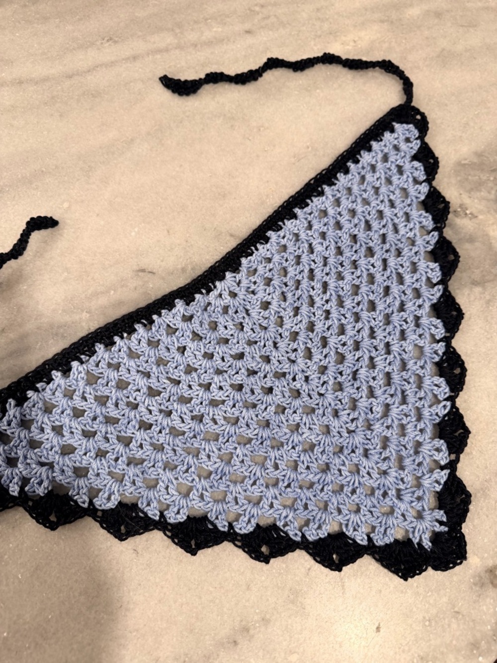 Handmade Crochet Kerchief Head Scarf Cotton Boho Triangle Wrap Fest Cottagecore